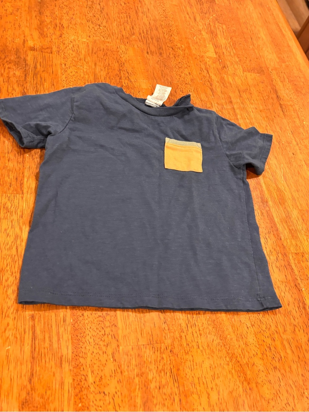 Little lad Classic Navy Short-Sleeve Tee with Yellow Chest Pocket size 3T
